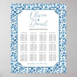 Poster Mesa De Casamento 12 Chintz Blue White Floral