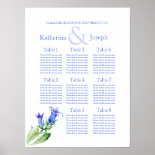 Pôster mesa de Casamento Azul Planner 1-8