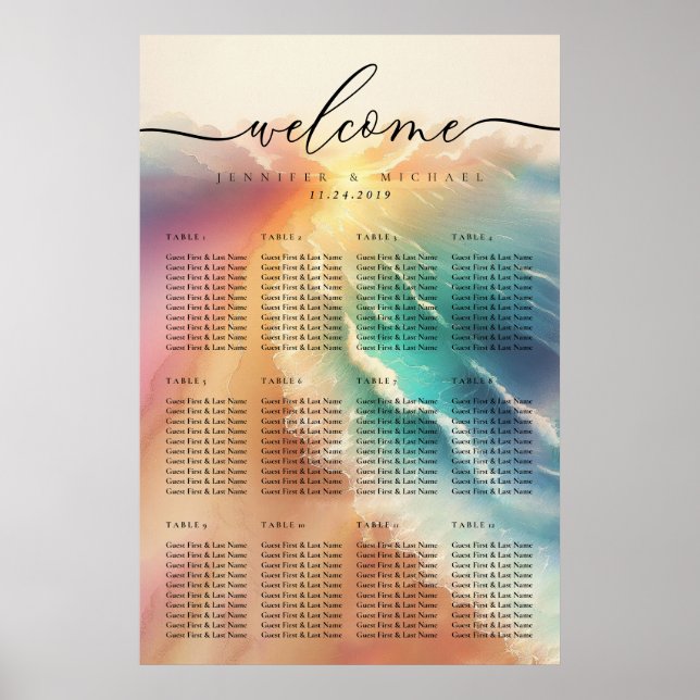 Poster Mesa de Casamento da Festa de Verão de Praia do Oc (Frente)