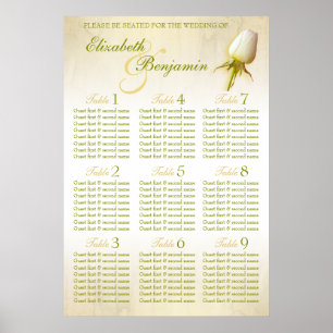 Pôster Mesa de Casamento de Casamento de Rosa Branca Plan