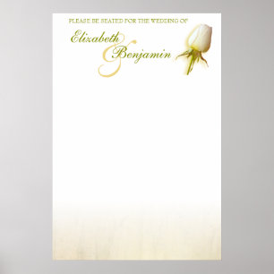 Poster Mesa de Casamento de Casamento de Rosa Branca vazi