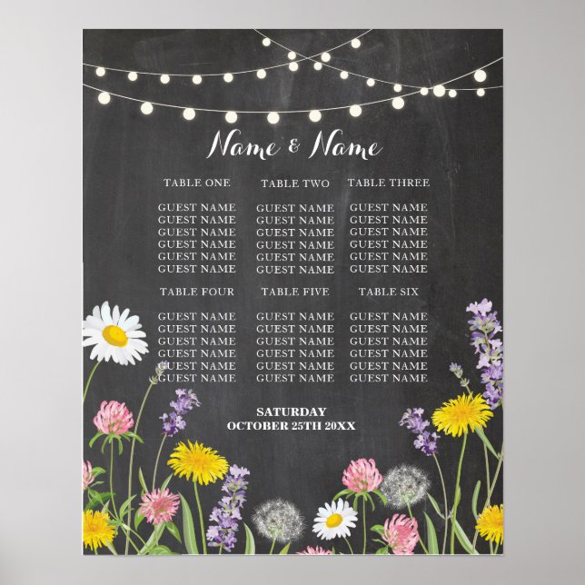 Poster Mesa De Casamento Floral De Flores Selvagens Selva (Frente)