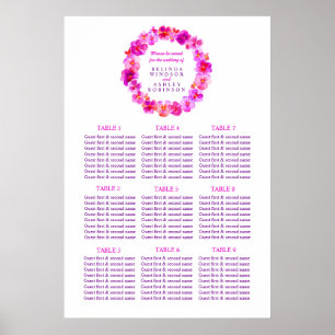 Poster Mesa de Casamento Rosa Planner 1-9 mesas
