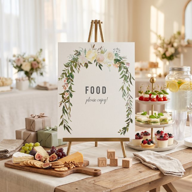 Poster Mesa de Comida Elegante Rosa Bebê Chuveirinho (Criador carregado)