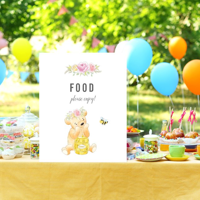 Poster Mesa de Comida Fofa Menina Urso de Pelúcia Chá de  (Criador carregado)