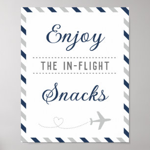 Poster Mesa de Comida Snacks Viagem Companhia Aérea Avião