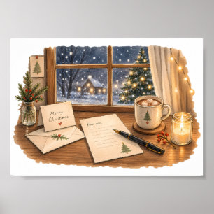Poster Mesa de escrita de Natal para papelaria aconchegan