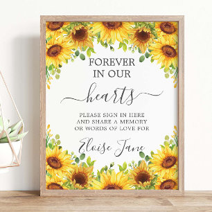 Poster Mesa de Memória Floral de Girassóis para Funeral
