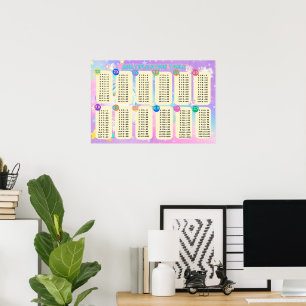 Poster Mesa de Multiplicação Unicórn (24"x16")