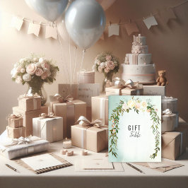 Poster Mesa de presente Chá verde rosa branca bebê aspers