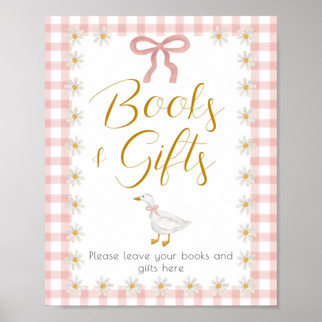 Poster Mesa de Presente de Chá de Bebê Xadrez Rosa Silly  (Frente)