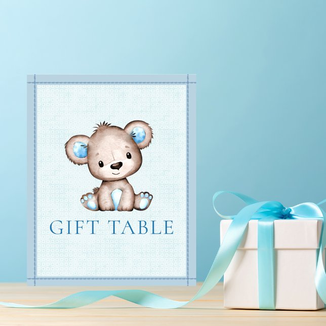 Poster Mesa de Presentes Urso Marrom Fofo Chá de Bebê (Criador carregado)