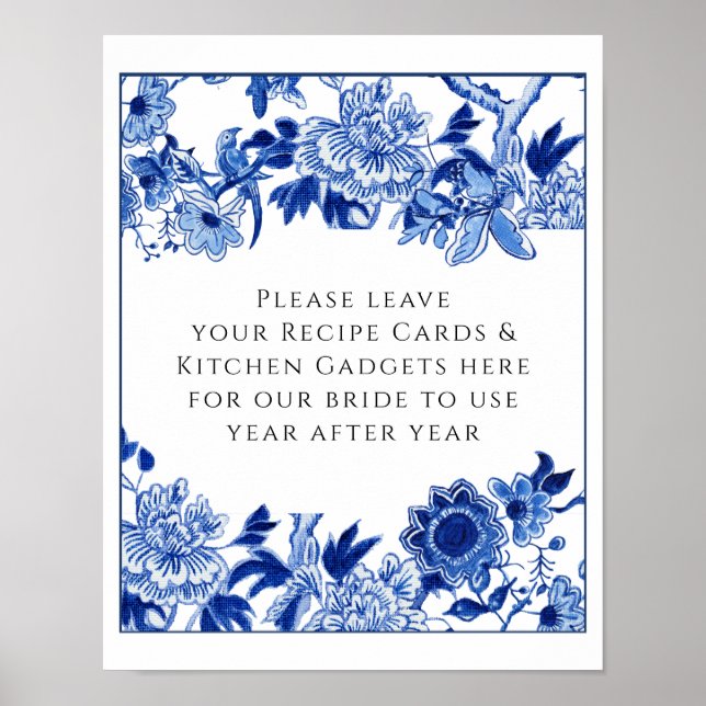 Poster Mesa de Receita Casamento Azul e Branco 10x12 (Frente)