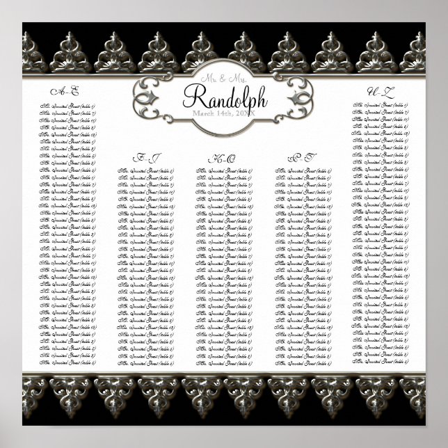 Pôster Mesa de recepção Gráfico de assentos barroco prata (Frente)