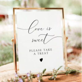 Poster Mesa de Sobremesa Amor é Doce com Caligrafia Elega