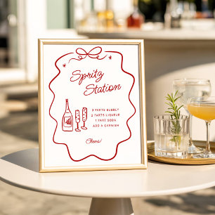Poster Mesa de Spritz Estação Pequena Moldura Doodle Verm