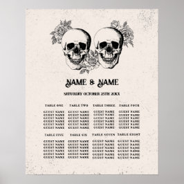 Poster Mesa do crânio 8 Rosa vermelha Planta de Casamento