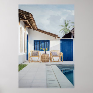 Poster Mesa e duas cadeiras, perto da piscina de natação