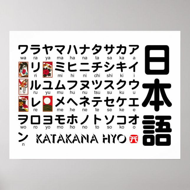 Pôster Mesa Katakana (Hanafuda) Japonesa (Frente)