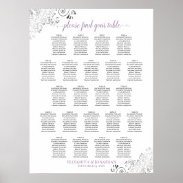 Poster Mesa Lacy 22 Gráfico de Casamento Lavanda Branca