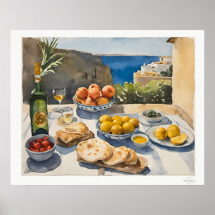 Poster Mesa Mediterrânea Festa Canvas, Jantar Costeiro