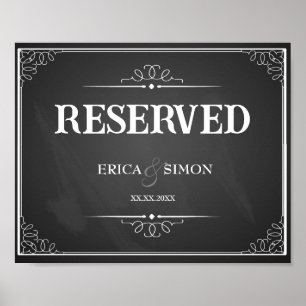 Pôster Mesa reservado do quadro do sinal do casamento