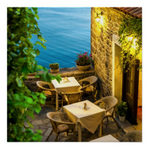 Pôster Mesas ao ar livre no restaurante