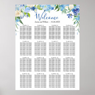 Poster Mesas azuis do Hydrangea 16 que Wedding a CARTA do