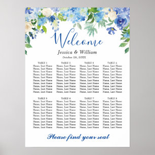 Poster Mesas azuis do Hydrangea 8 que Wedding a CARTA do