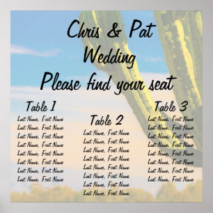 Poster Mesas da carta três do assento do casamento do