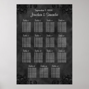 Poster Mesas pretas do casamento 15 do hibiscus que