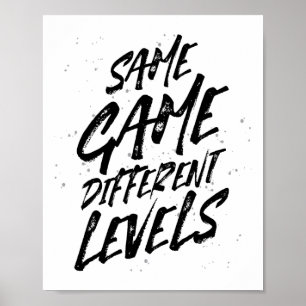 Poster Mesmo Jogo Diferentes Níveis A Vida do Gamer Camis