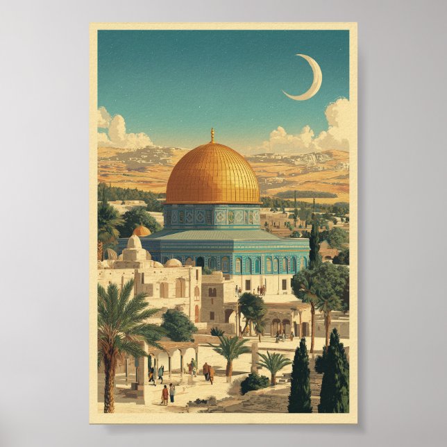 Poster Mesquita Al-Aqsa - Arte Arquitetura Islâmica Icôni (Frente)