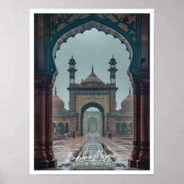 Poster Mesquita Badshahi em Lahore Art, viagem famoso lug