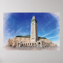 Poster Mesquita de Marrocos Casablanca Hassan 2 Islâmico