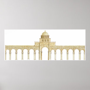 Poster Mesquita de Uqba. Kairouan Tunísia. Façade