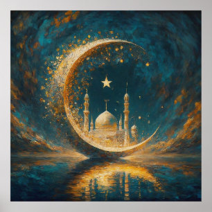 Poster Mesquita Mesquita Crescente Estrelas Pintura