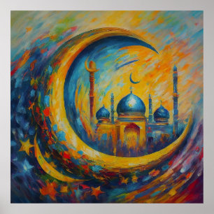 Poster Mesquita Mesquita Crescente Estrelas Pintura