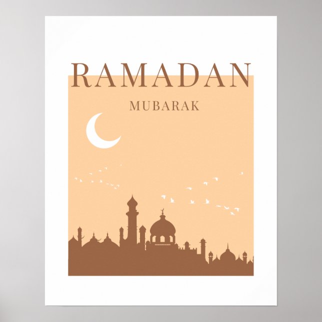 Poster Mesquita moderna Ramadan Mubarak (Frente)