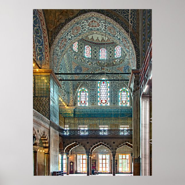 Poster Mesquita Sultan Ahmed. Design interior. (Frente)