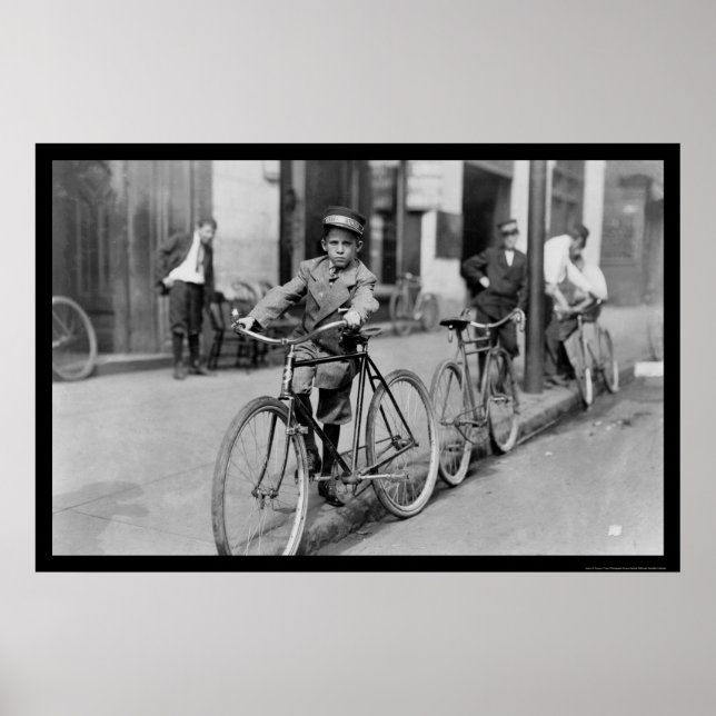 Pôster Messenger Boy and Bicycle 1911 (Frente)