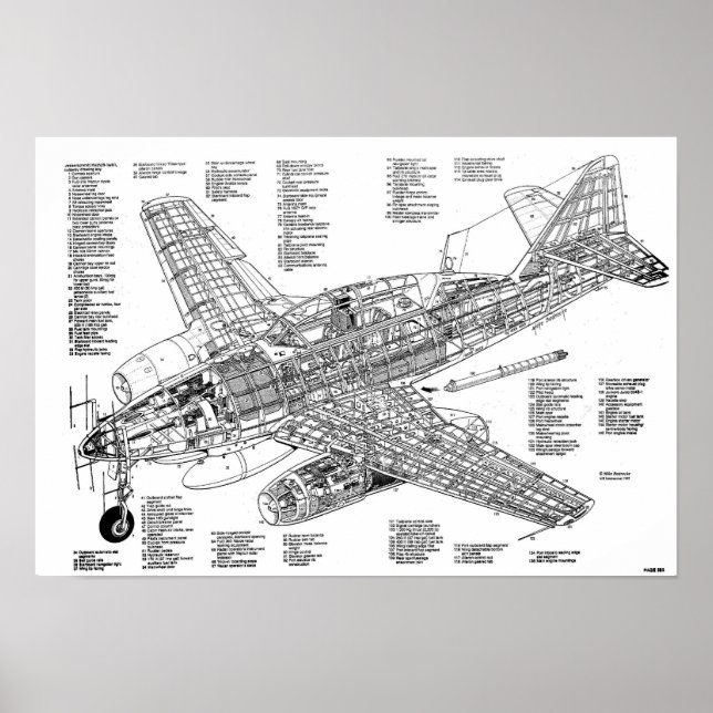 Poster Messerschmitt me-262 jet caça (Figura) (Frente)