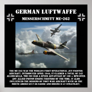 Poster Messerschmitt ME-262 Jet - Segunda Guerra Mundial