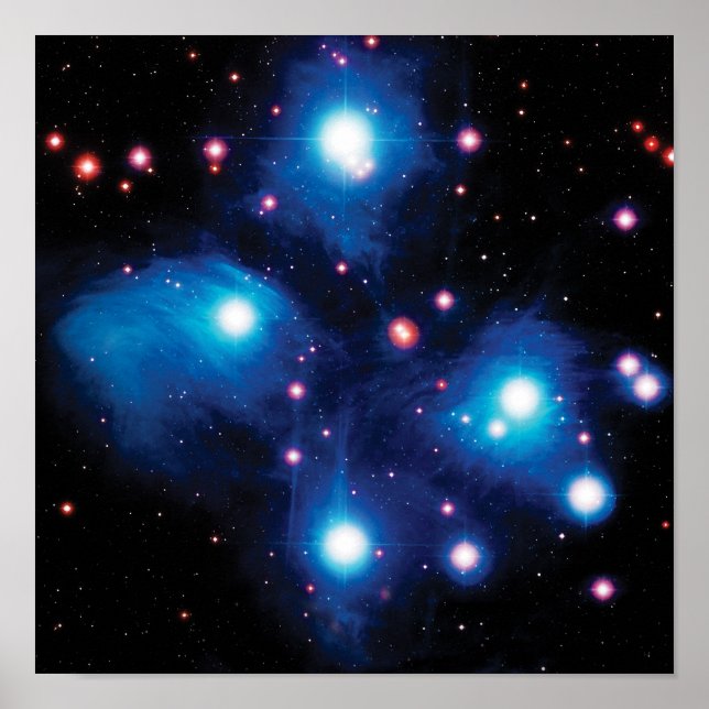 Poster Messier 45 Pleiades Star Cluster, Foto Espacial NA (Frente)