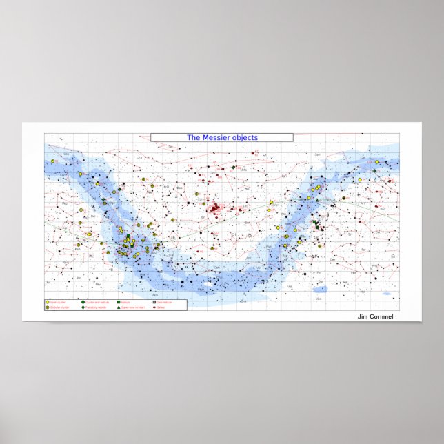 Poster Messier Star Chart, simple overall view (Frente)
