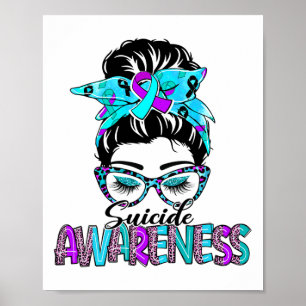 Poster Messun Leopard Purple E Teal Ribbon Suicídio A