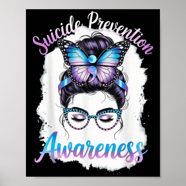 Poster Messy Bun Girl Suicide Prevention Mental Health Gr (Frente)