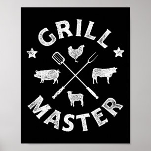 Poster Mestre Churrasqueiro Funny Pork Bbq Churrasco Gril