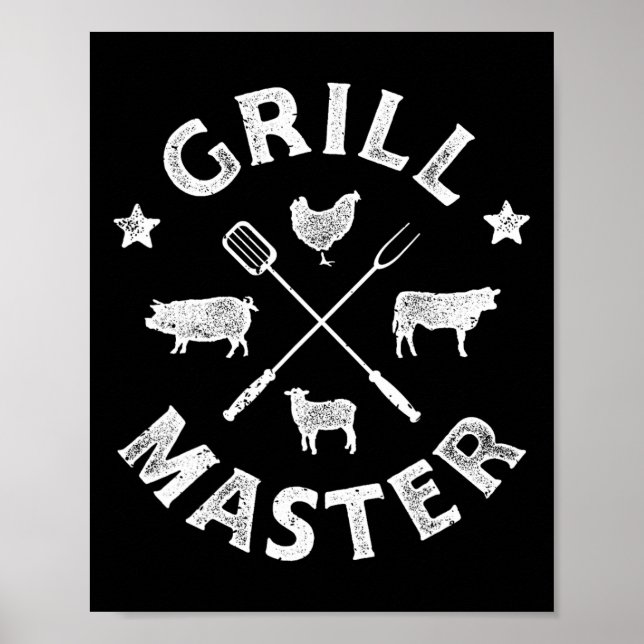 Poster Mestre Churrasqueiro Funny Pork Bbq Churrasco Gril (Frente)
