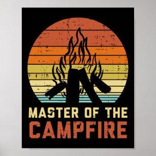 Poster Mestre Do Pôr Do Sol Da Fogueira Retro Acampamento